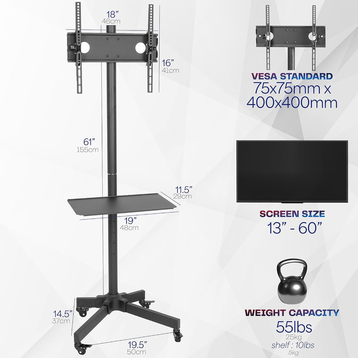 VIVO Mobile TV Cart with Laptop DVD Shelf for 13-60 in Screens