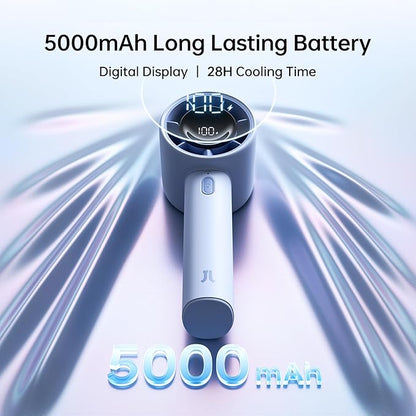 JISULIFE Handheld Turbo Fan, 5000mAh Rechargeable Portable Fans, 5 Speed Strong - Image 3
