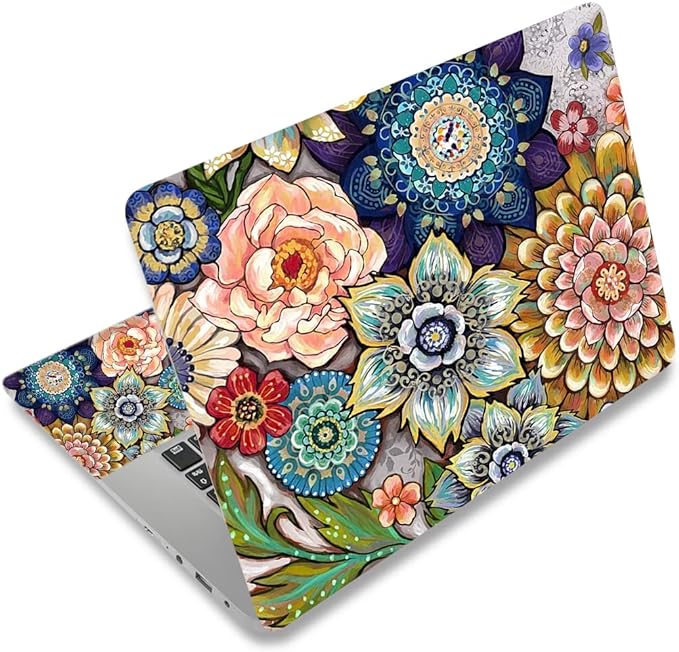 Laptop Skin Sticker Decal, Decorative Waterproof Removable, Colorful Flower by ToLuLu
