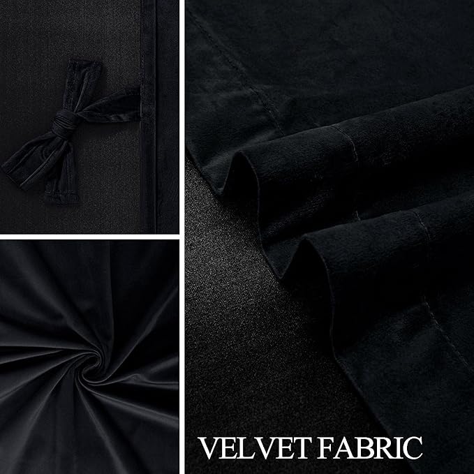 JIUZHEN Black 60 x 96 inches Velvet Blackout Curtains - Image 5