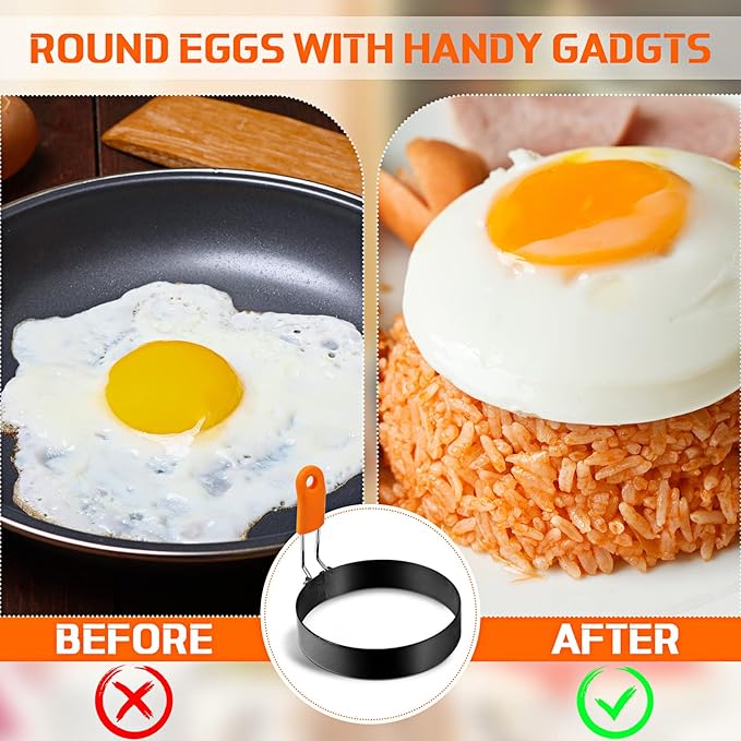 Patelai 6 Pcs Professional Egg Ring Pancake Ring Set Stainless Steel Fried Egg - Image 6