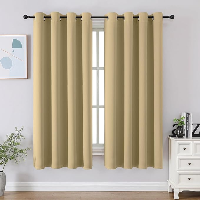 CUCRAF Beige Blackout Curtains 54 Inches Long, Thermal Insulated Noise Reducing by CUCRAF