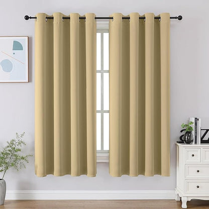 CUCRAF Beige Blackout Curtains 54 Inches Long, Thermal Insulated Noise Reducing by CUCRAF