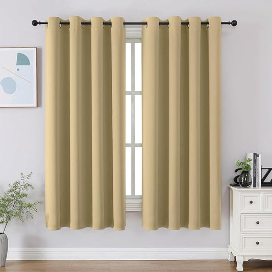 CUCRAF Beige Blackout Curtains 54 Inches Long, Thermal Insulated Noise Reducing by CUCRAF