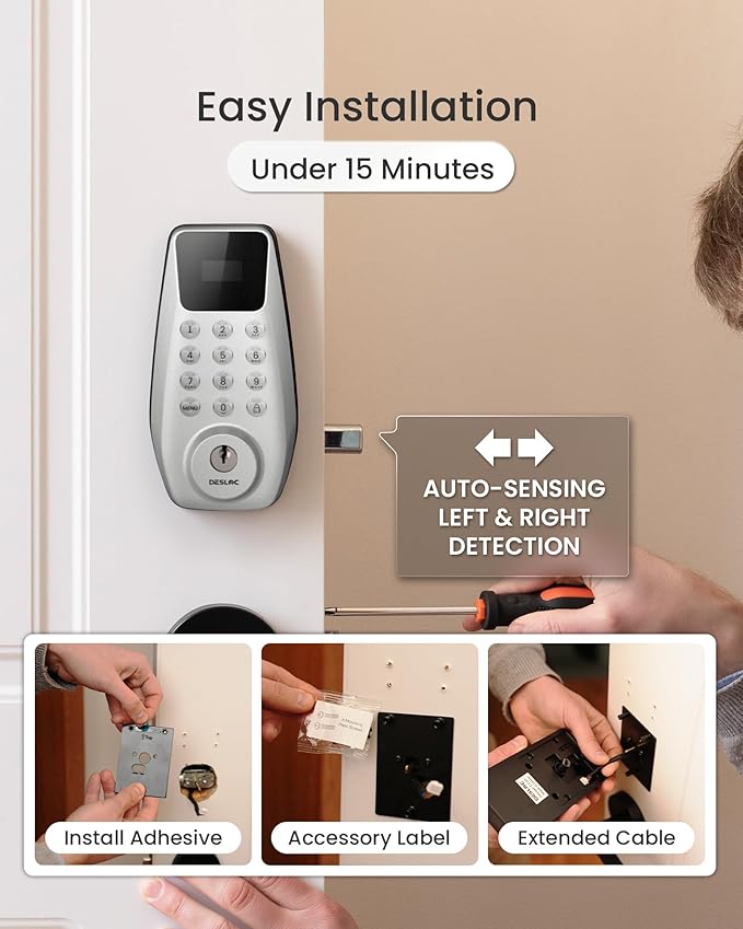 DESLOC C100 Plus Built-in WiFi Smart Lock, Keyless Entry Door Lock - Image 8