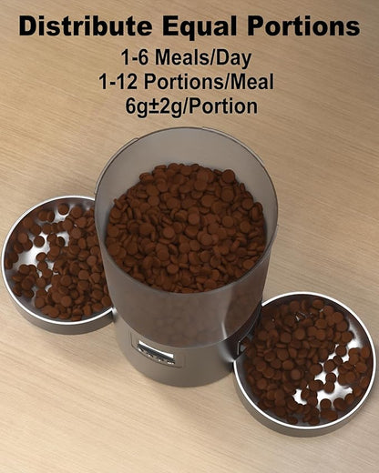 Automatic Cat Feeder for 2 Cats, 4.2L Dual Food Dispenser, Portion Control - Image 4