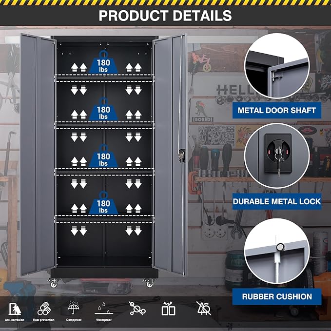 Metal Rolling Storage Cabinet-74.6” Tall Steel File Cabinets - Image 6