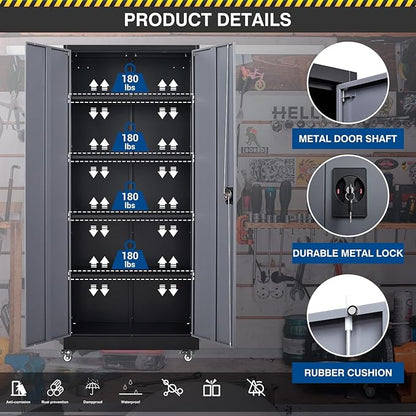 Metal Rolling Storage Cabinet-74.6” Tall Steel File Cabinets - Image 6