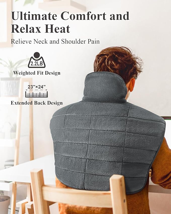 Heating Pad for Neck and Shoulders and Back, Gifts for Women Men, 2lb Weighted - Image 2