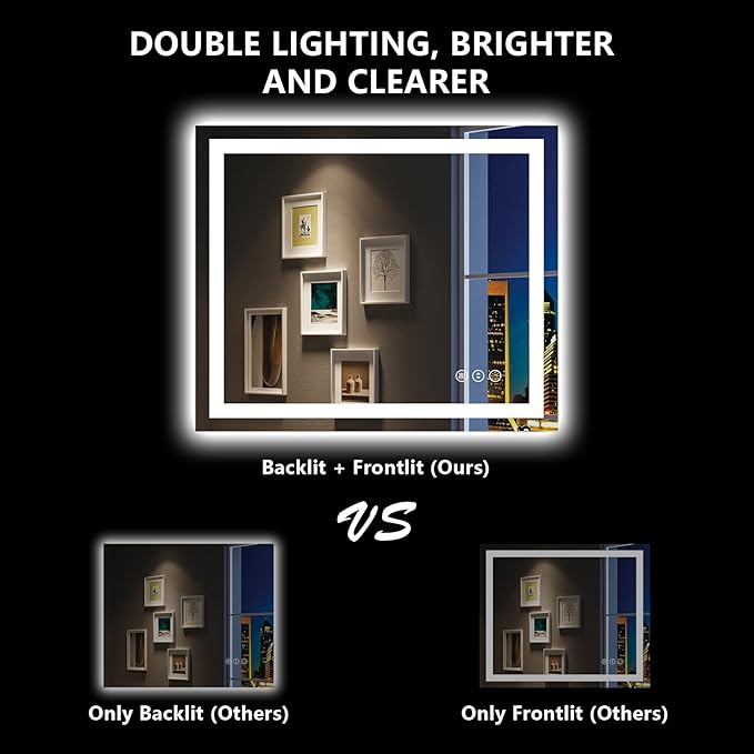 YEELAIT 48x36 Inch LED Bathroom Mirror - Image 3
