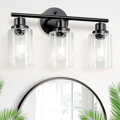 Guliaofo 3-Light Black Vanity Lights, E26 Modern Bathroom Light Fixtures - Image 4