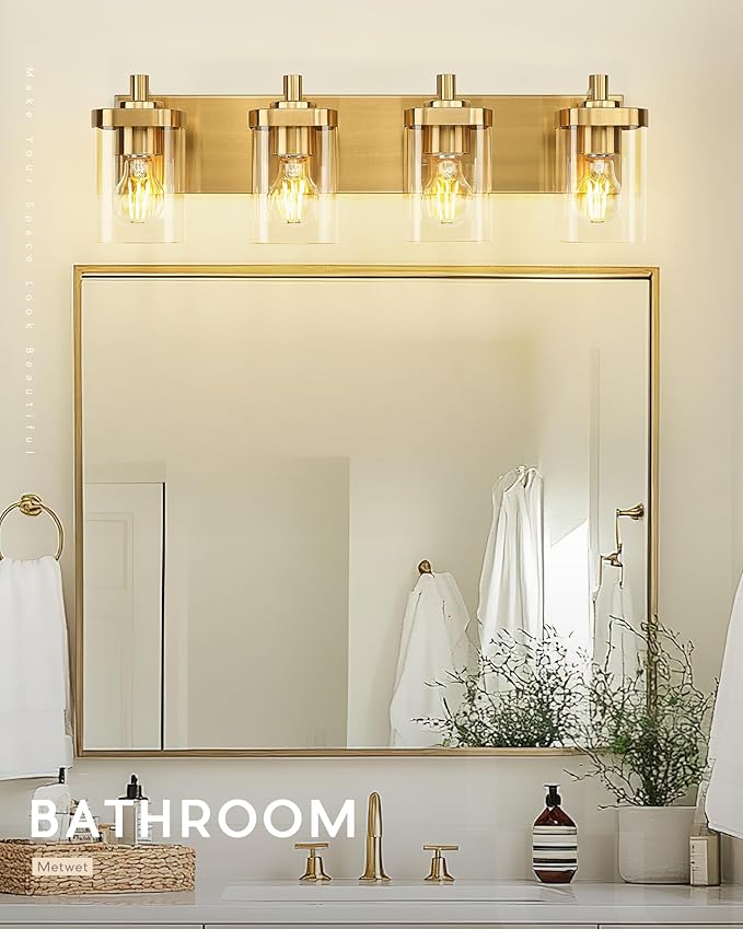 METWET Bathroom Light Fixtures, 4-Light Modern Wall Sconces - Image 4