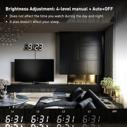 EDUP HOME 3D LED Clock Desk Alarm Clock Wall Clock - Image 4