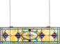 VEVOR Stained Glass Window Panel, 32 x 10 in, Tiffany Style Hanging Transom Window Panel with Chain, Large Horizontal Rectangle Stain Glass, Vintage Traditional Art Handcrafts for Kitchen Home Decor