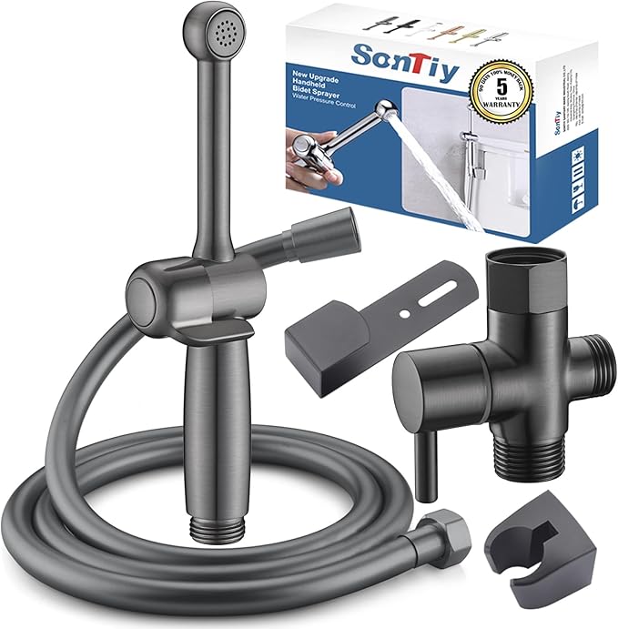 SonTiy Handheld Bidet Toilet Sprayers Black Stainless, Cloth Diaper Sprayer by SonTiy