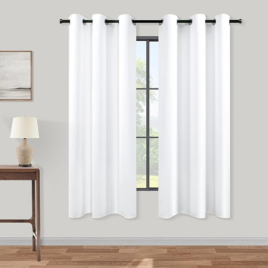 KOUFALL White Curtains 63 Inch Length 2 Panels Set Grommet Lightweight 60-70% by KOUFALL