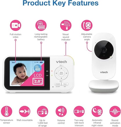 VTech VM819 Baby Monitor with Camera and Audio, 2.8” Screen Portable Baby Camera - Image 2