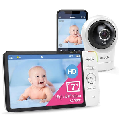 VTech RM7764HD 1080p WiFi Remote Access Baby Monitor, 360° Pan&Tilt, 7” 720p HD by VTechBabyMonitors