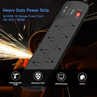 Extension Cord with Multiple Outlets, Surge Protector Power Strip with USB - Image 5