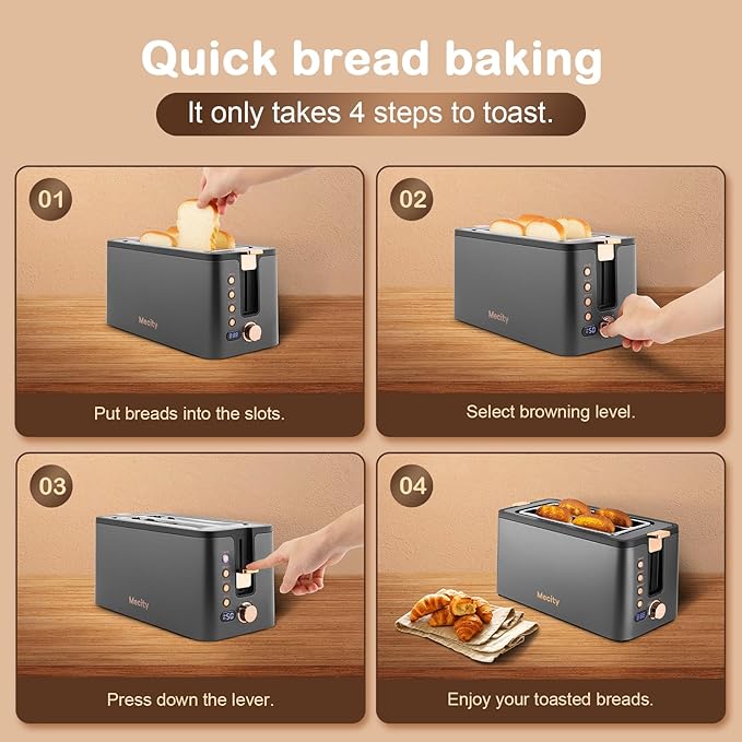 Mecity 4 Slice Toaster, Long Slot Toaster - Image 6