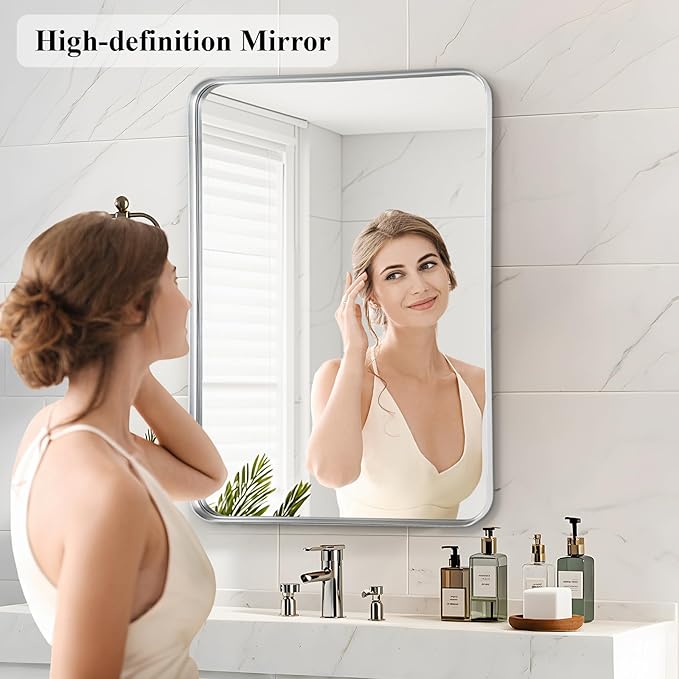 Fabuday Bathroom Mirror Silver Framed - Image 4