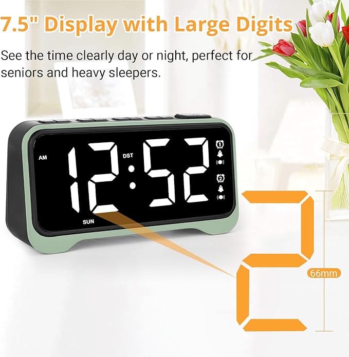 Loud Alarm Clock for Heavy Sleepers Adults/Kids, Dual Vibrating Alarm Clock Bed - Image 2