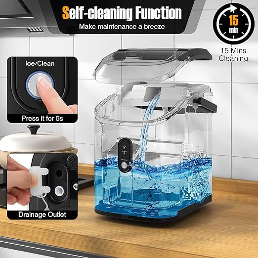 COSTWAY Nugget Countertop Ice Maker, Ready in 6 Mins, 34 lbs/24H, Ice Machine - Image 3