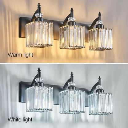 BBLLWJ Modern Bathroom Vanity Light 3-Light Black Crystal Light Fixtures Over - Image 2