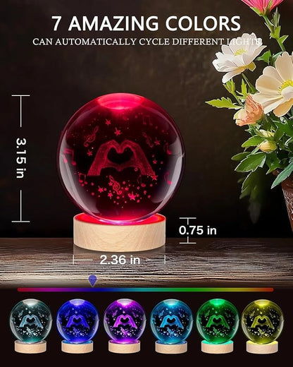 Kopesmsy 3D TayTay Crystal Ball Night Light, 3.15 inch 3D K9 Crystal BallNight - Image 2