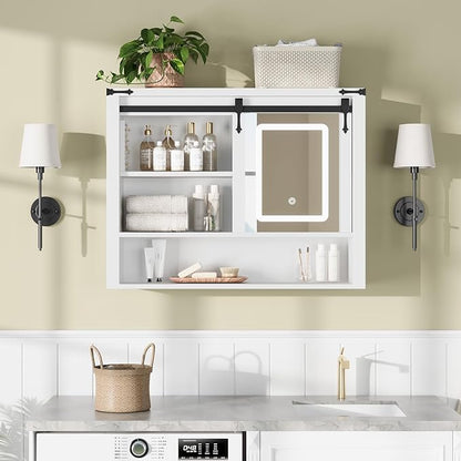 QUW 31" Farmhouse Bathroom Wall Cabinet, Bathroom Medicine Cabinets - Image 4