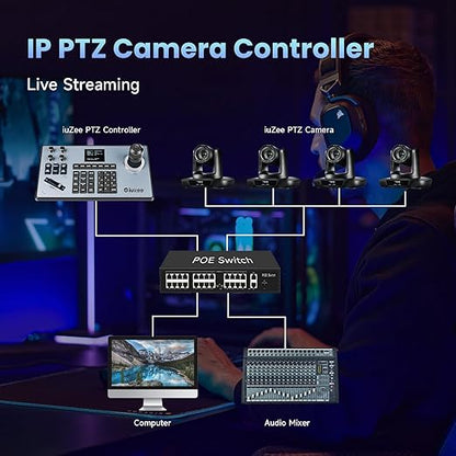 iuZee PTZ Camera Controller 4D Joystick PoE IP PTZ Keyboard - Image 8