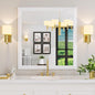 Amorho Bathroom Mirror, 40X38 Inch White Thick Metal Framed Wall Mirrors by Amorho