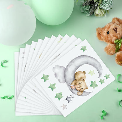 Yinder 12 Sheet 78 Pcs Bear Highland Cow Wall Decals Cute Highland Cow Sticker Nursery Baby Wall Decor for Kids Girls Boys Baby Room Bedroom(Sage Green Bear)