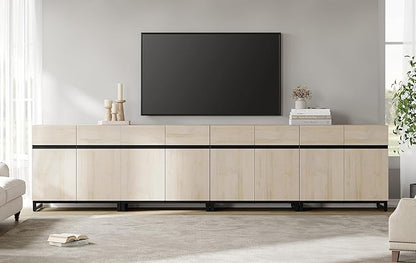 WAMPAT Modern TV Stand for TVs up to 120 inch, 4 in 1 Wood Entertainment Center - Image 3