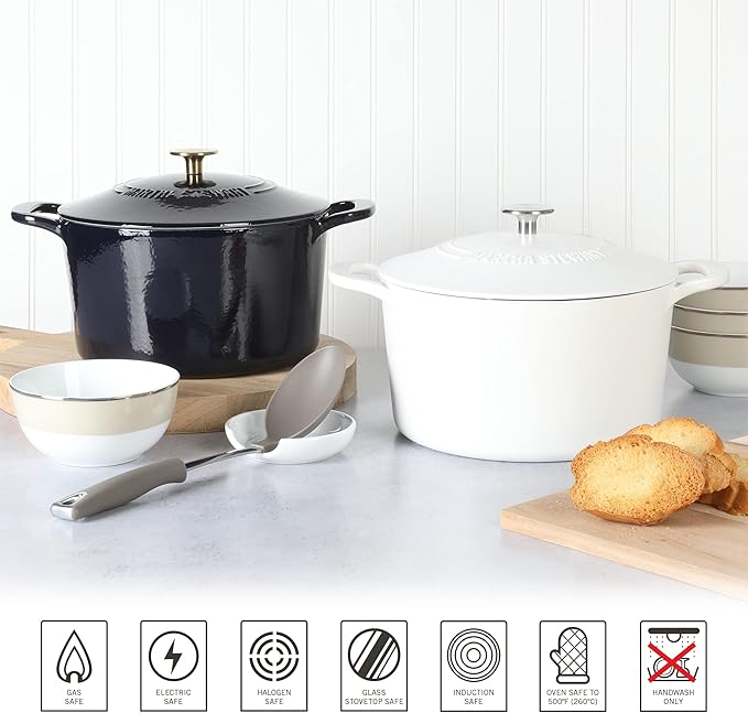 MARTHA STEWART Gatwick 7-Quart Enamel Cast Iron Dutch Oven Pot - Image 6