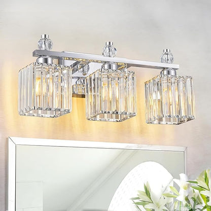 FDPBY Bathroom Vanity Lights 3-Light Modern Crystal Vanity Light Chrome - Image 7