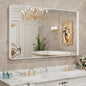 LOAAO 50x30 Inch White Metal Framed Bathroom Mirror by LOAAO