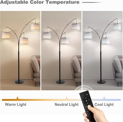 Fansdrick Floor lamp with Remote, 3 Light Arc Floor Lamps - Image 5