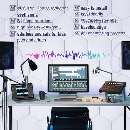 18 Pack Self-adhesive Acoustic Panels Soundproof Wall Panels 12"X10"X 0.4" - Image 3