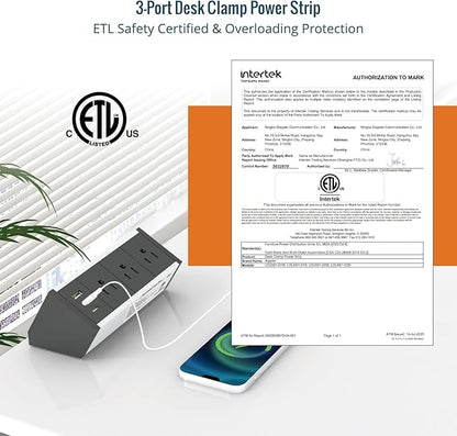 Tecmojo Desk Clamp Power Strip 3 Outlet - Image 4