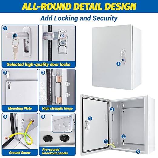 Electrical Box 12 x 10 x 6'' Steel Electrical Junction Box，NEMA 4X Steel - Image 4