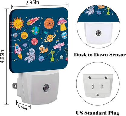 FSHVQKD Cute Space Doodle Night Light, Plug-in Nightlights Auto Sensor Night - Image 2