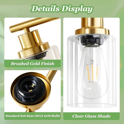 Guliaofo 4-Light Gold Bathroom Light Fixtures, E26 Modern Vanity Lights - Image 3