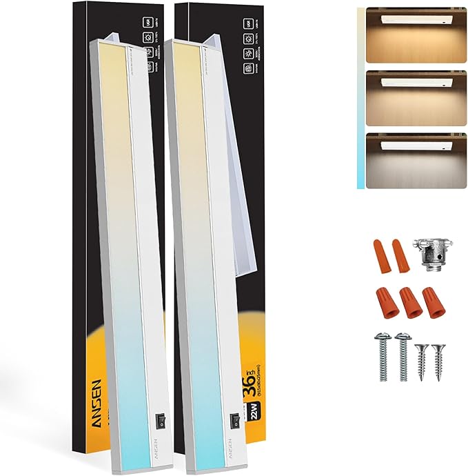 Ansen 2Packs of Under Cabinet Lighting Hardwired, 36in 22W 1426LM Dimmable Led by ANSEN