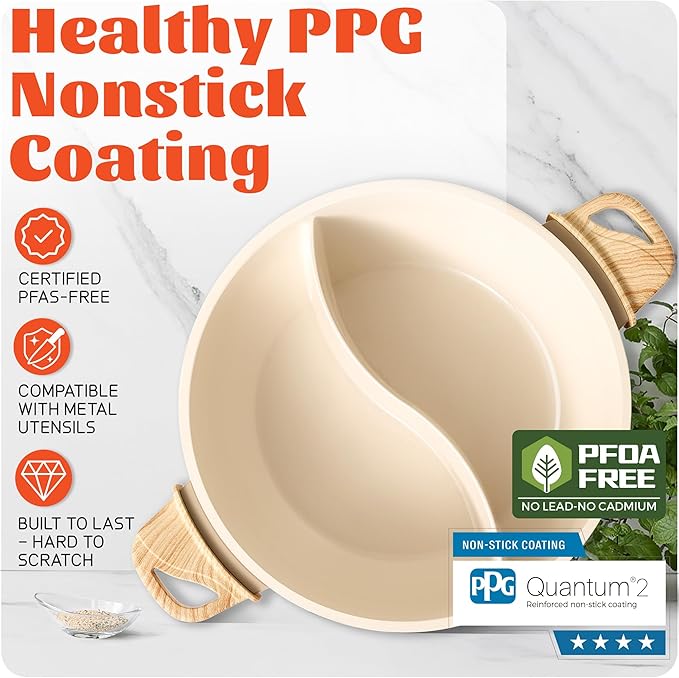 TWIN™ Electric Hot Pot with Divider | PFAS-Free Ceramic Nonstick Pot | EvenHeat - Image 4