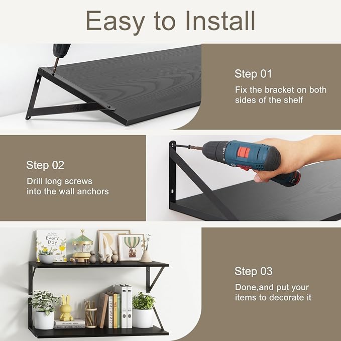 Fun Memories 27.5" W x12 D Floating Shelves, 12 Inch Deep Floating Shelf Set of - Image 7