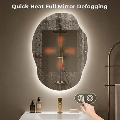 LED Bathroom Mirror with Lights, Asymmetrical Irregular Backlit Vanity Mirror - Image 7