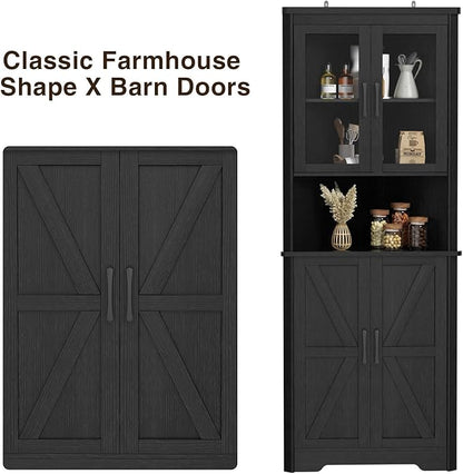 67''H Black Tall Farmhouse Corner Storage Cabinet - Image 4