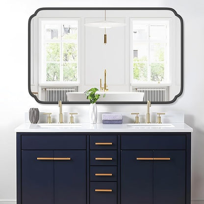 White 30"x48" Bathroom Mirror for Wall, Large Bathroom Vanity Mirror, Rounded by FerytangeHome