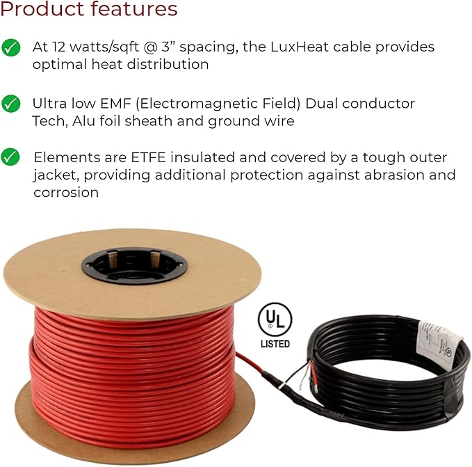 LuxHeat 180sqft Floor Heating Cable Kit - 240v Heated Bathroom Floor Kit - - Image 8